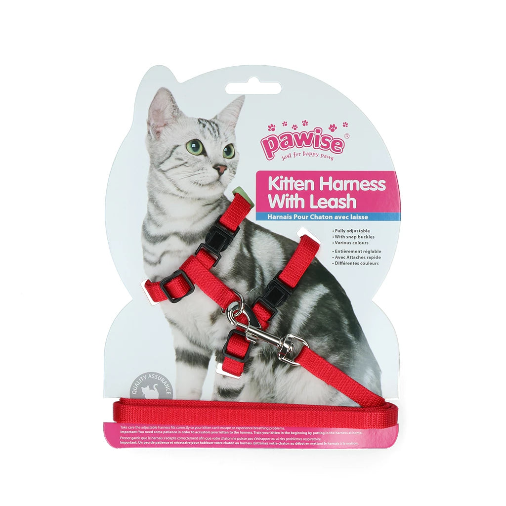 Pawise Kitten Harness With Leash Red/Blue S