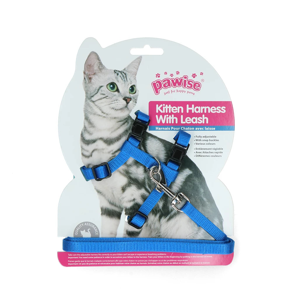 Pawise Kitten Harness With Leash Red/Blue S